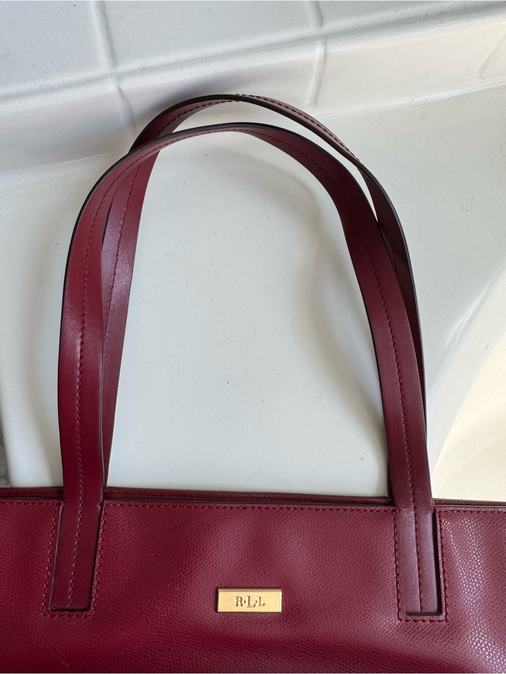Polo by Ralph Lauren Burgundy Leather Shoulder Tote